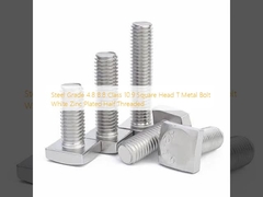 Steel Grade 4.8  8.8 Class 10.9 Square Head T Metal Bolt White Zinc Plated Half Threaded